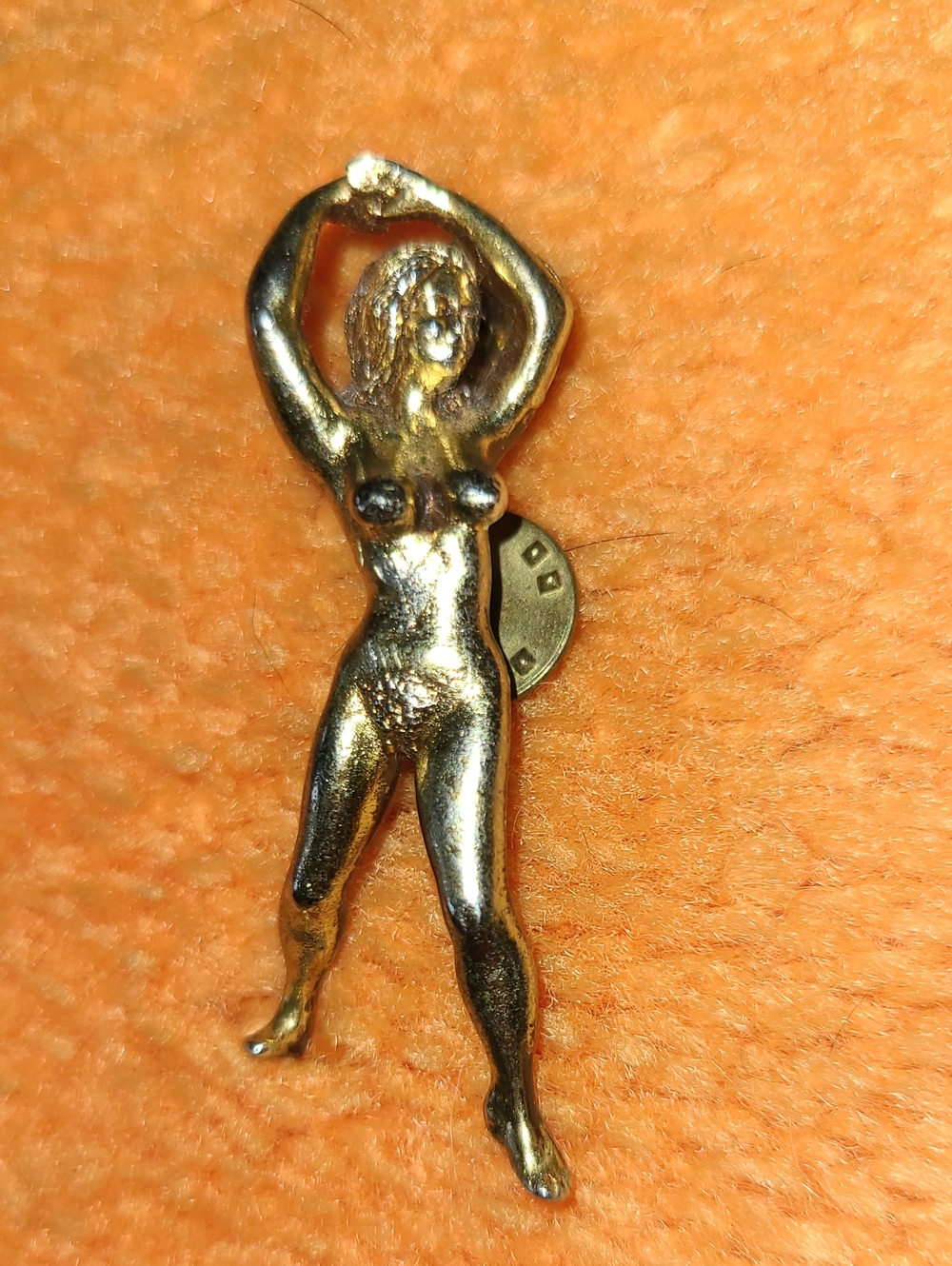 Brass Naked Women Pin
